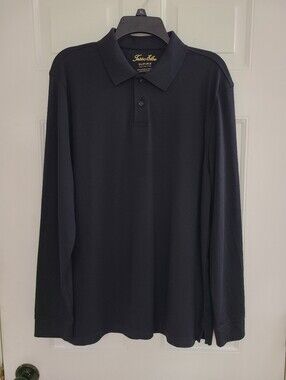 Tasso Elba Men's Supima Cotton Long Sleeve Polo Shirt Size L Black EUC!